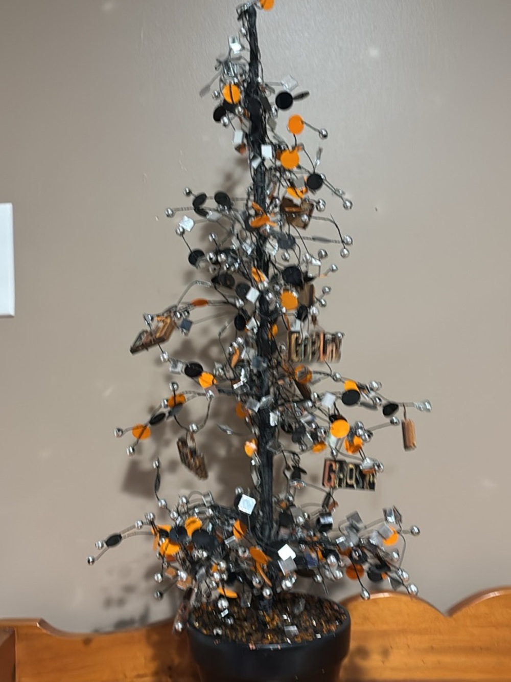 Halloween Tabletop Tree with Orange and Black Accents